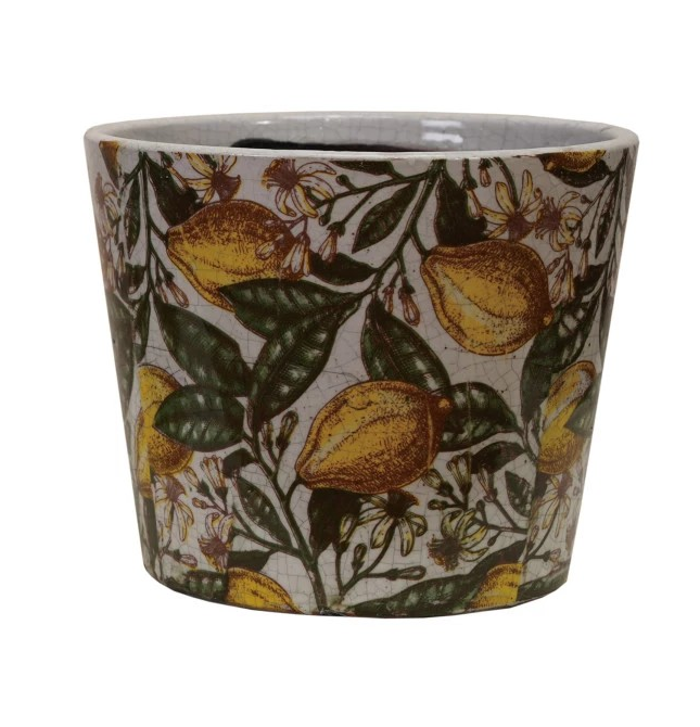 Terra-cotta Crackle Glaze Lemon Planter