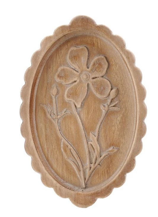 Wood Scalloped Wall Decor w/ Laser Etched Botanicals