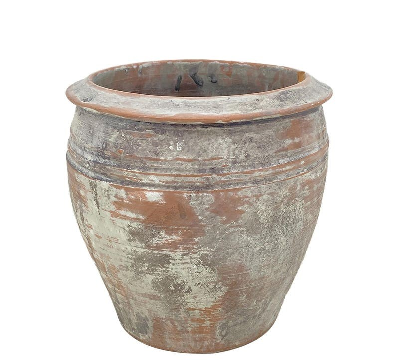 Weathered Olive Pot Small