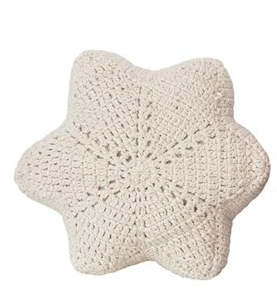 Cotton Crocheted Snowflake Shaped Pillow, Three Colors