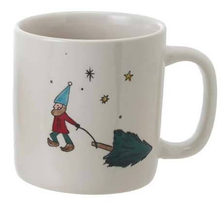 Stoneware Mug with Wax Relief Christmas Image, Four Styles