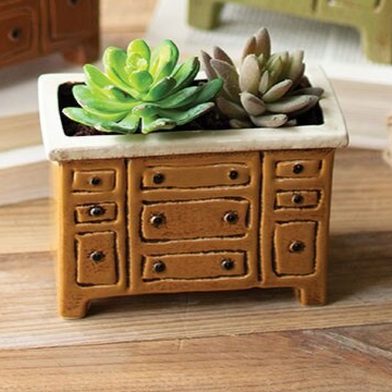 Ceramic Planters-Vintage Chest of Drawers