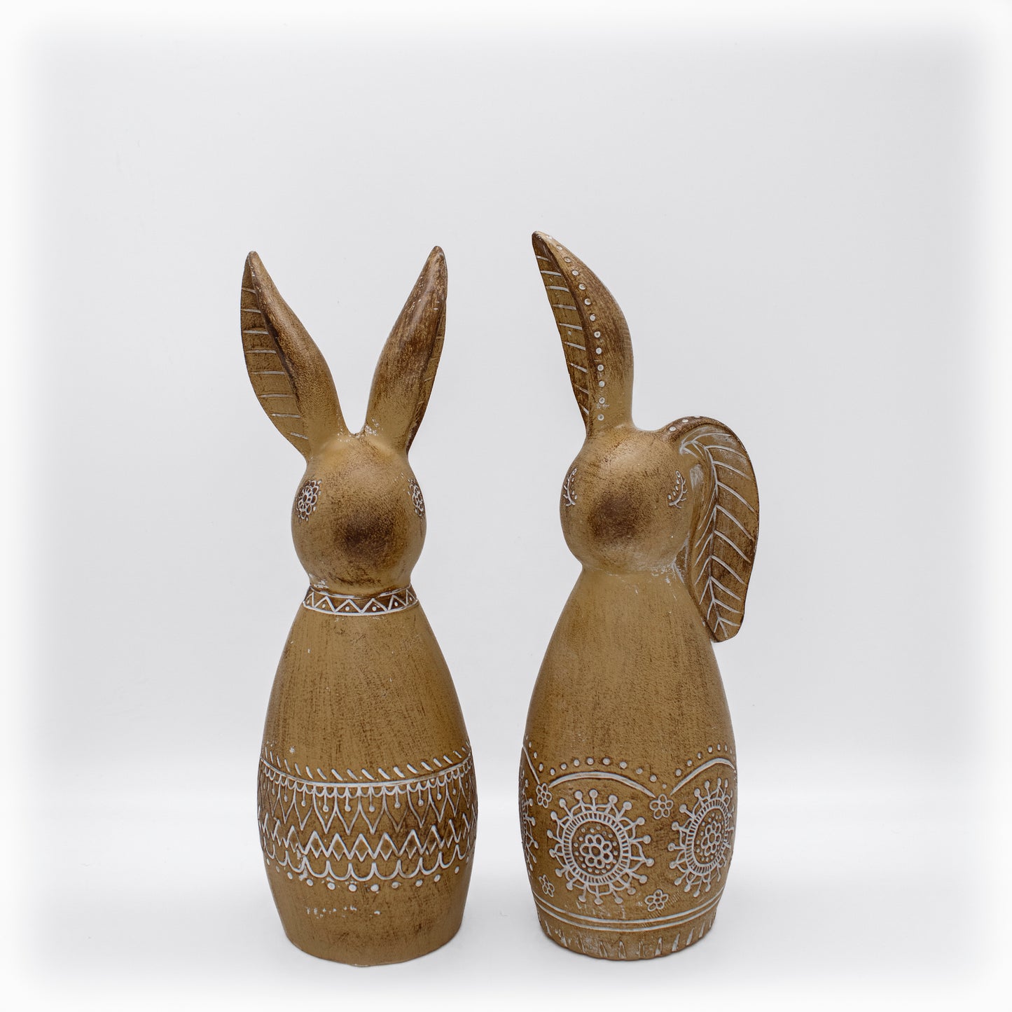 Tan Resin Carved Easter Bunnies