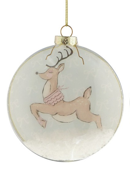 Glass Ball Ornament with Reindeer & Faux Snow Inside, 3 styles