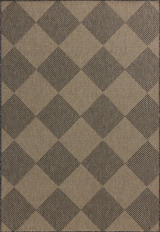 Providence Graphite/Sand Checkered Outdoor Area Rug