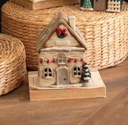 Ceramic Christmas Votive House Village