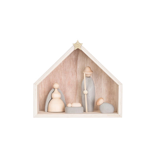 Wood and Cement Nativity