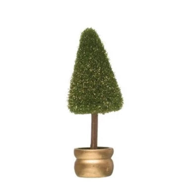 Faux Fir Tree in Gold Pot