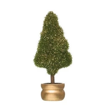 Faux Fir Tree in Gold Pot