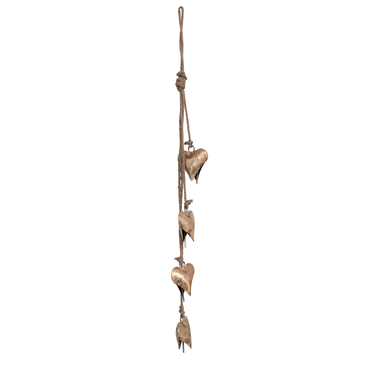 Antique Metal Hearts on Jute Rope