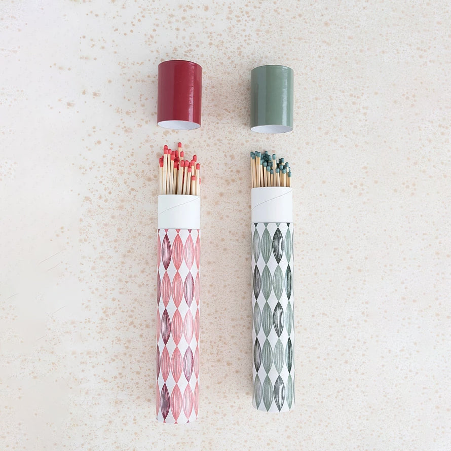 Geometric Patterned Fireplace Safety Matches in Tube