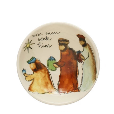 Stoneware Dish w/ Christmas Saying & Image