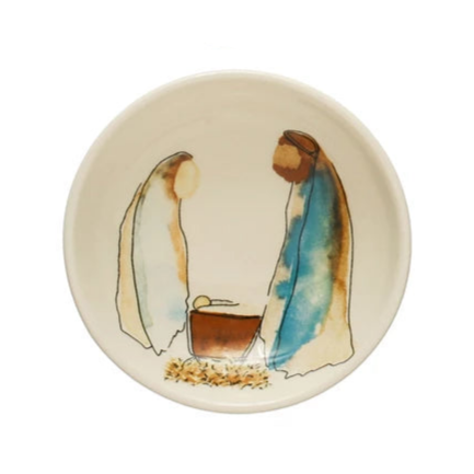 Stoneware Dish w/ Christmas Saying & Image