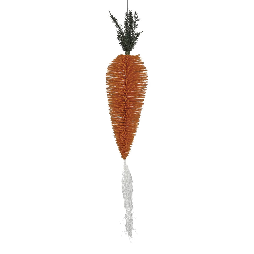 Flocked Bottle Brush Carrot Ornament