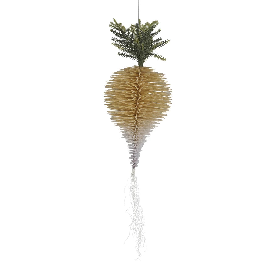 Flocked Bottle Brush Turnip Ornament