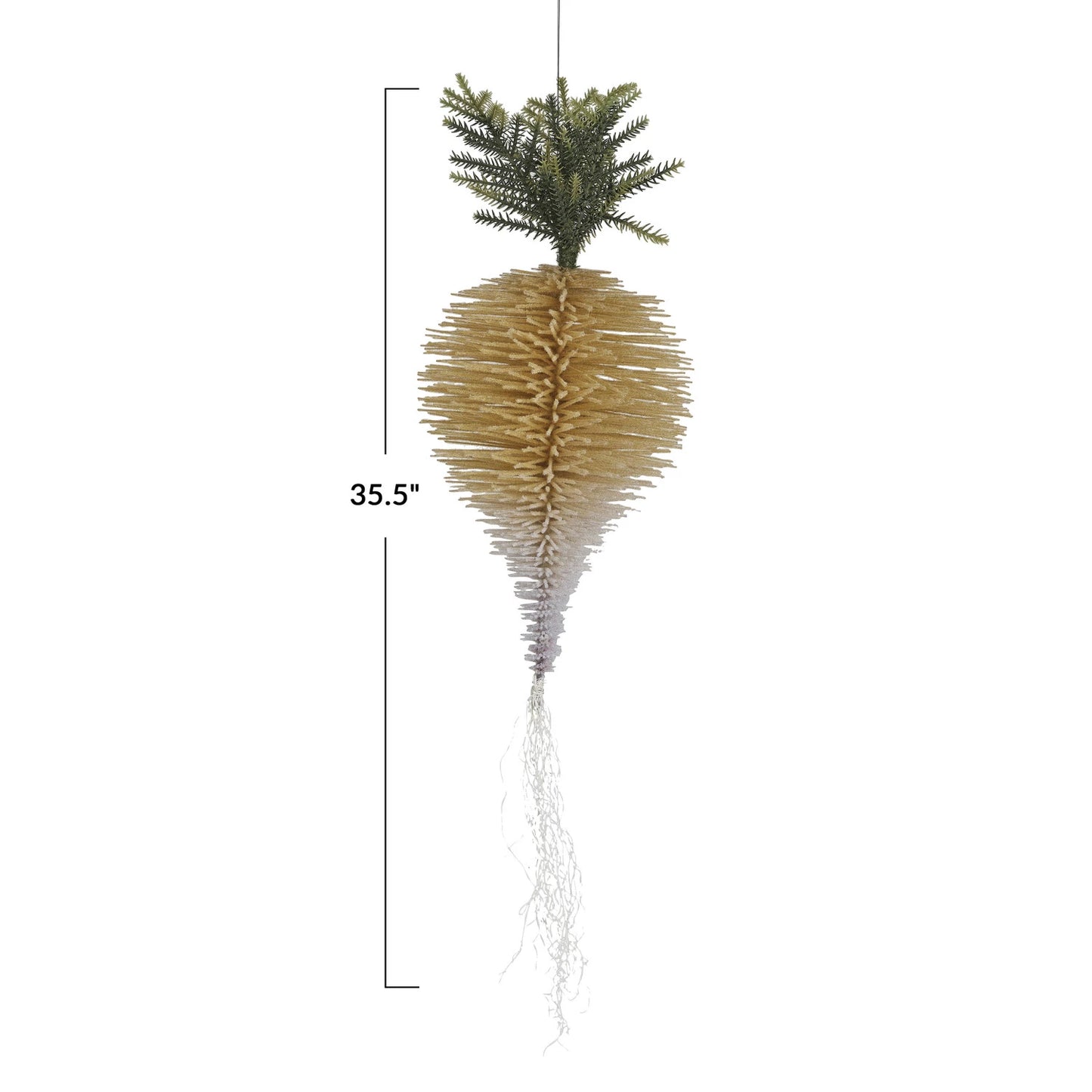 Flocked Bottle Brush Turnip Ornament