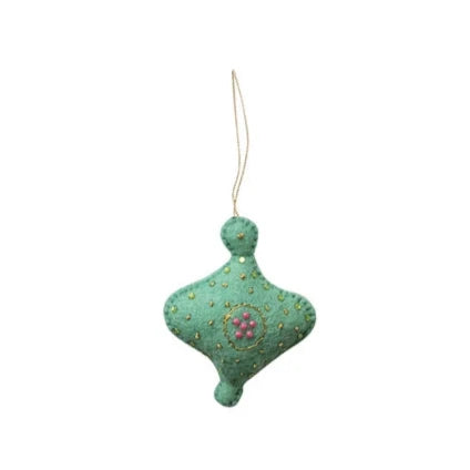 Assorted Handmade Wool Felt Ornament w/ Embroidery, Sequins & Beads