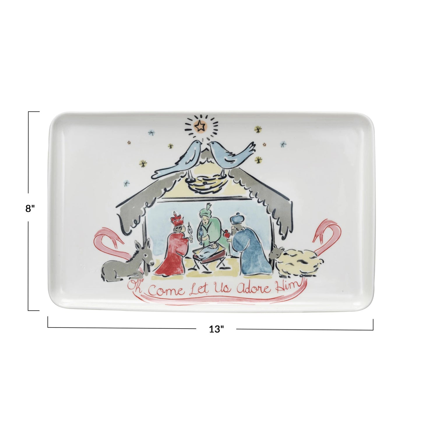 Stoneware Nativity Platter "Oh Come Let Us Adore Him"