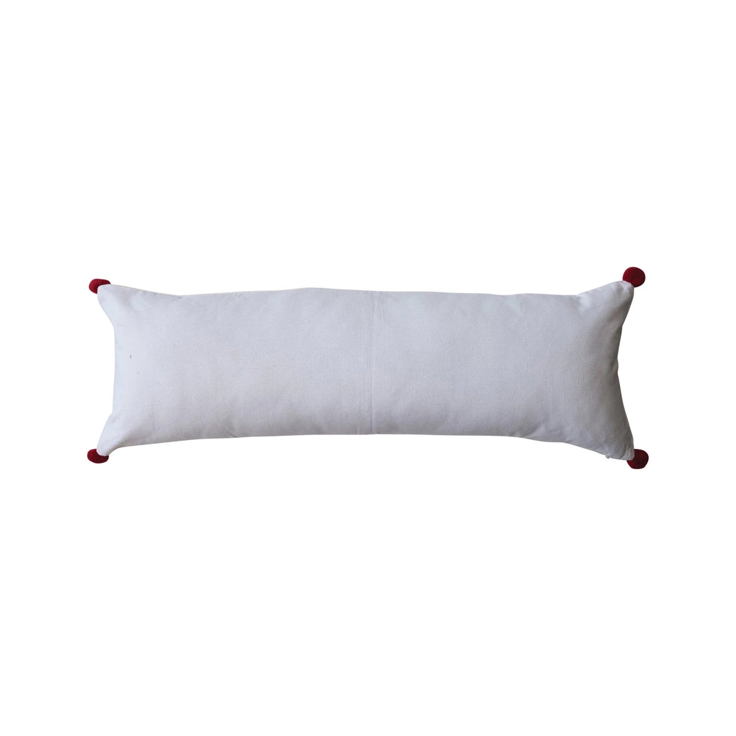 Lumbar Pillow w/ "Merry" & Pom Poms