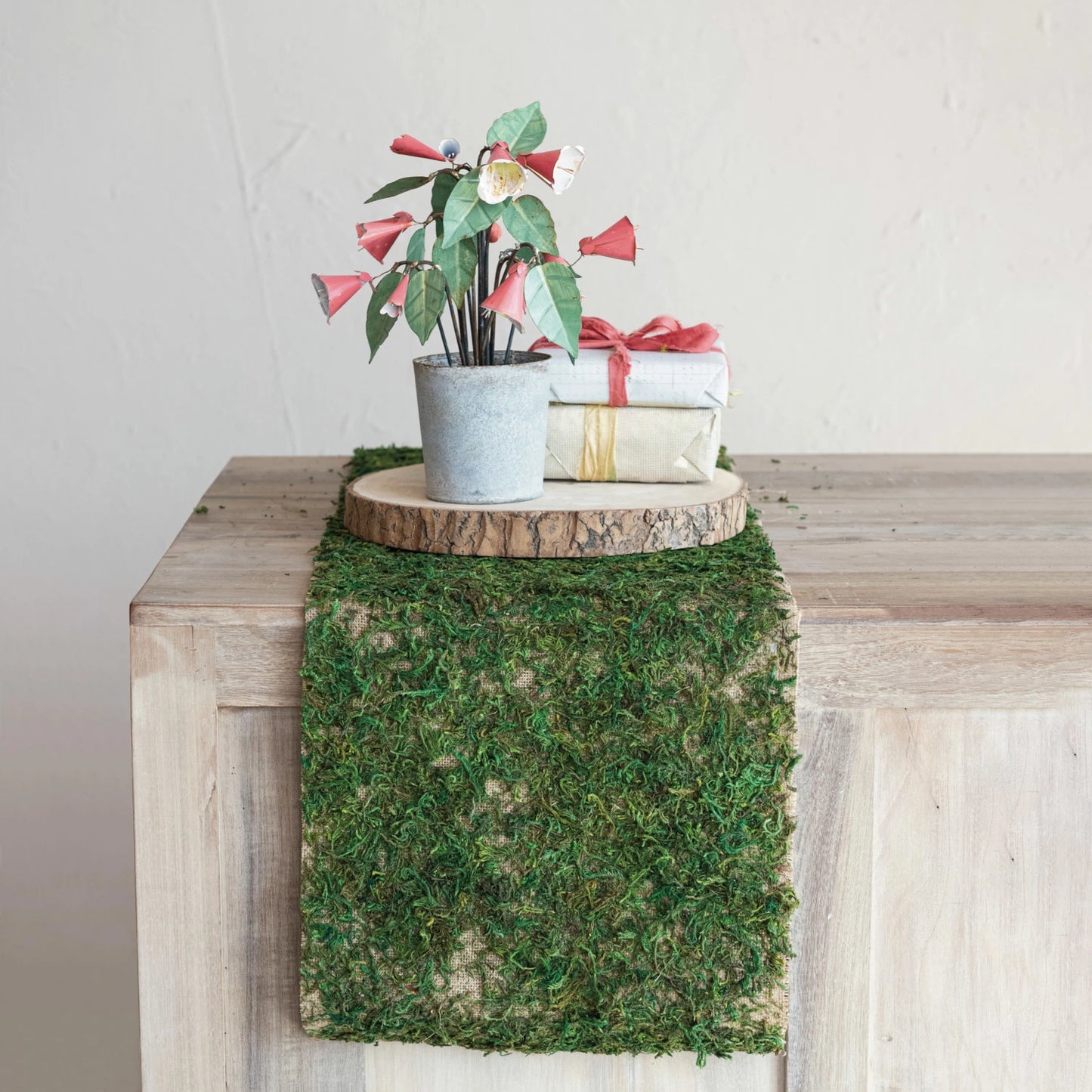 Moss & Burlap Table Runner