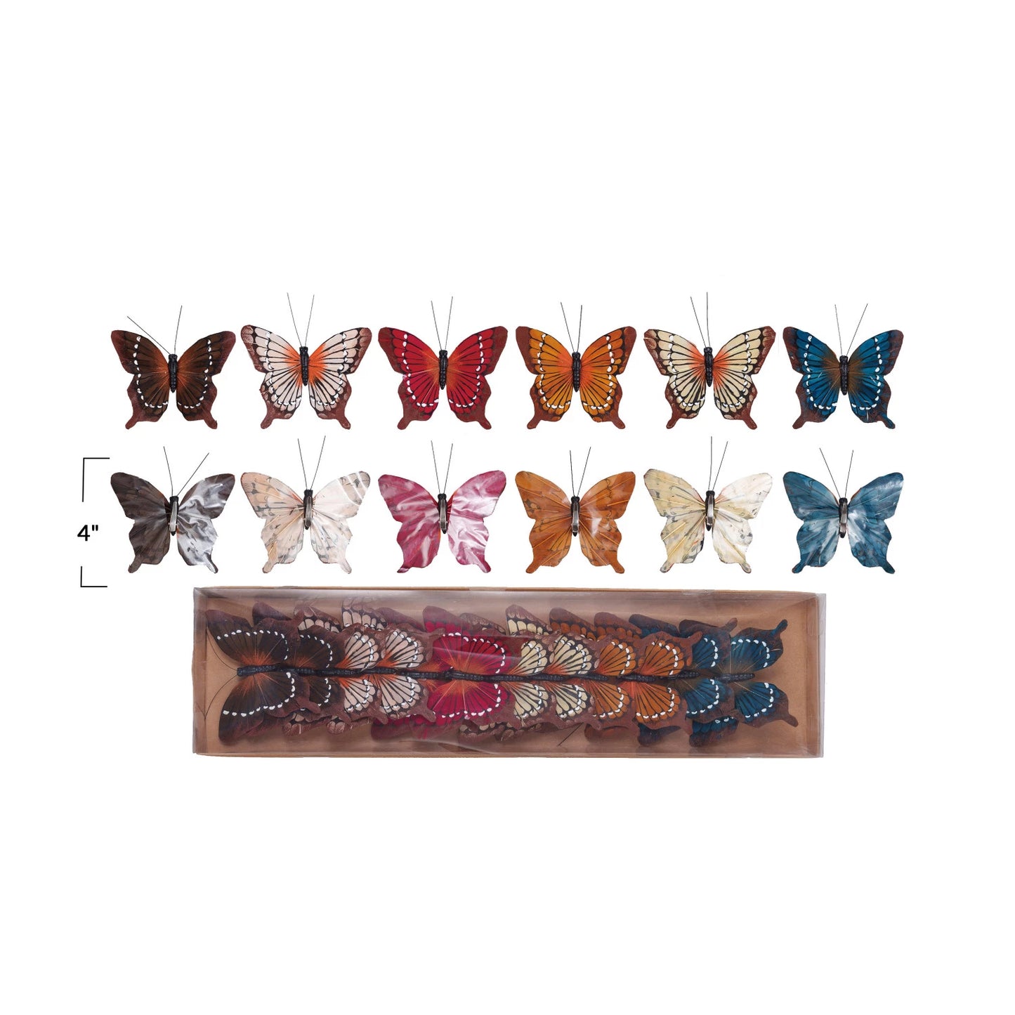 Set of 12 Fabric Butterfly Clip-on Ornaments