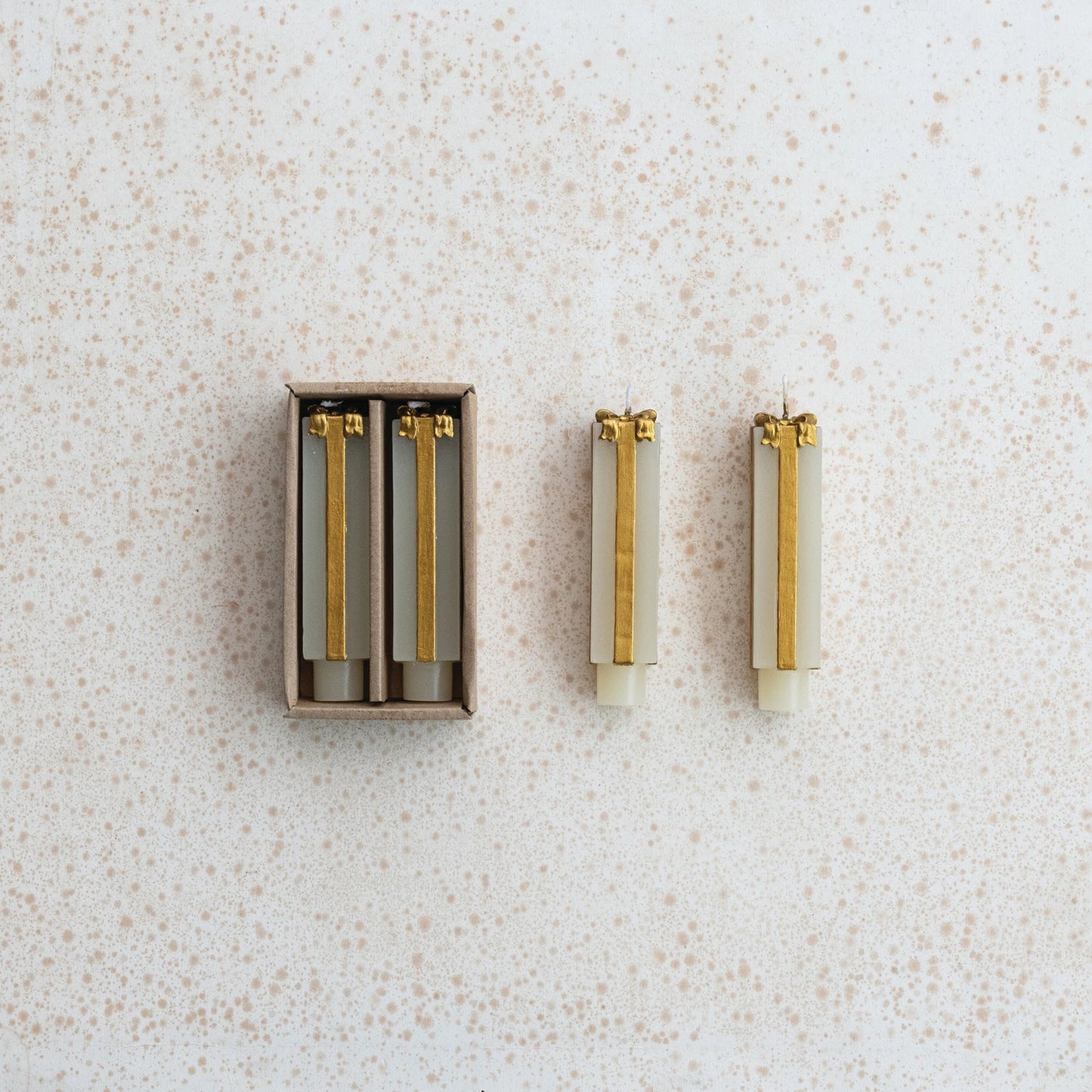 Gold Gift Shape Taper Candles