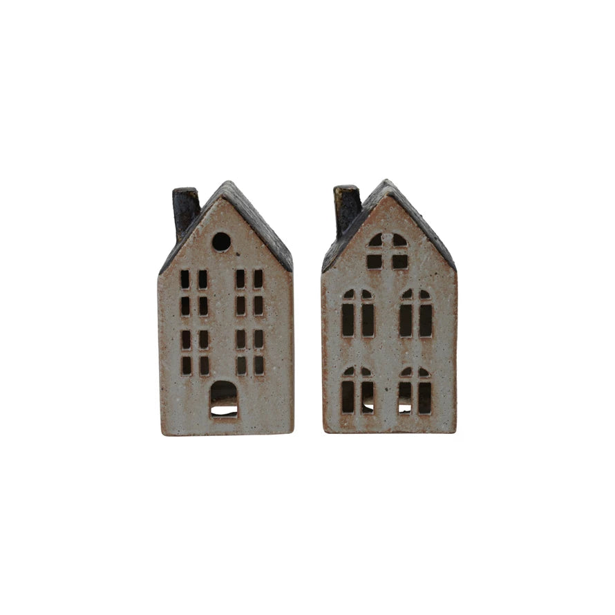 Stoneware House w/ Reactive Glaze, Two Styles