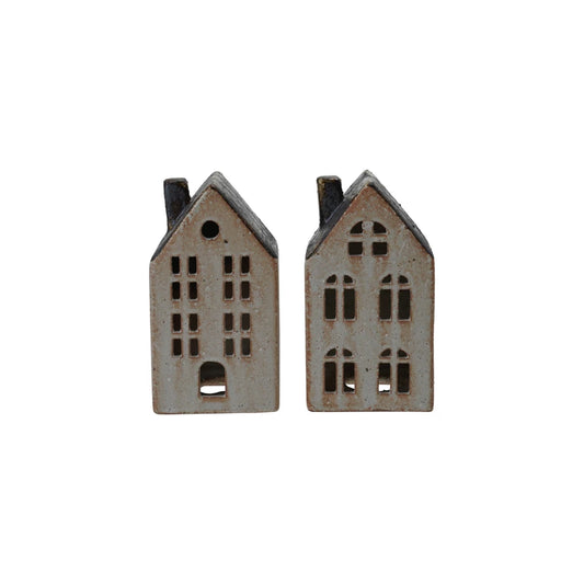 Stoneware House w/ Reactive Glaze, Two Styles