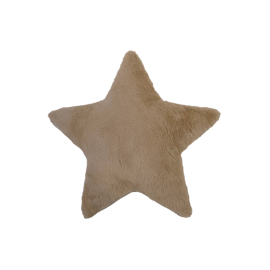 Faux Fur Star Shaped Tan Pillow