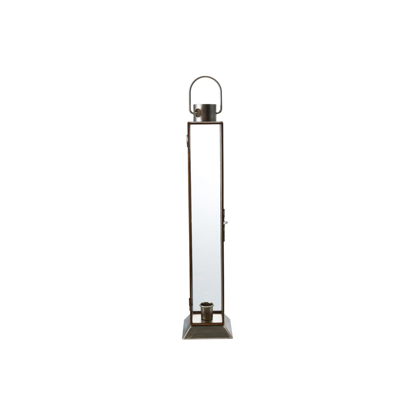 Antique Gold Metal & Glass Lantern Taper Holder
