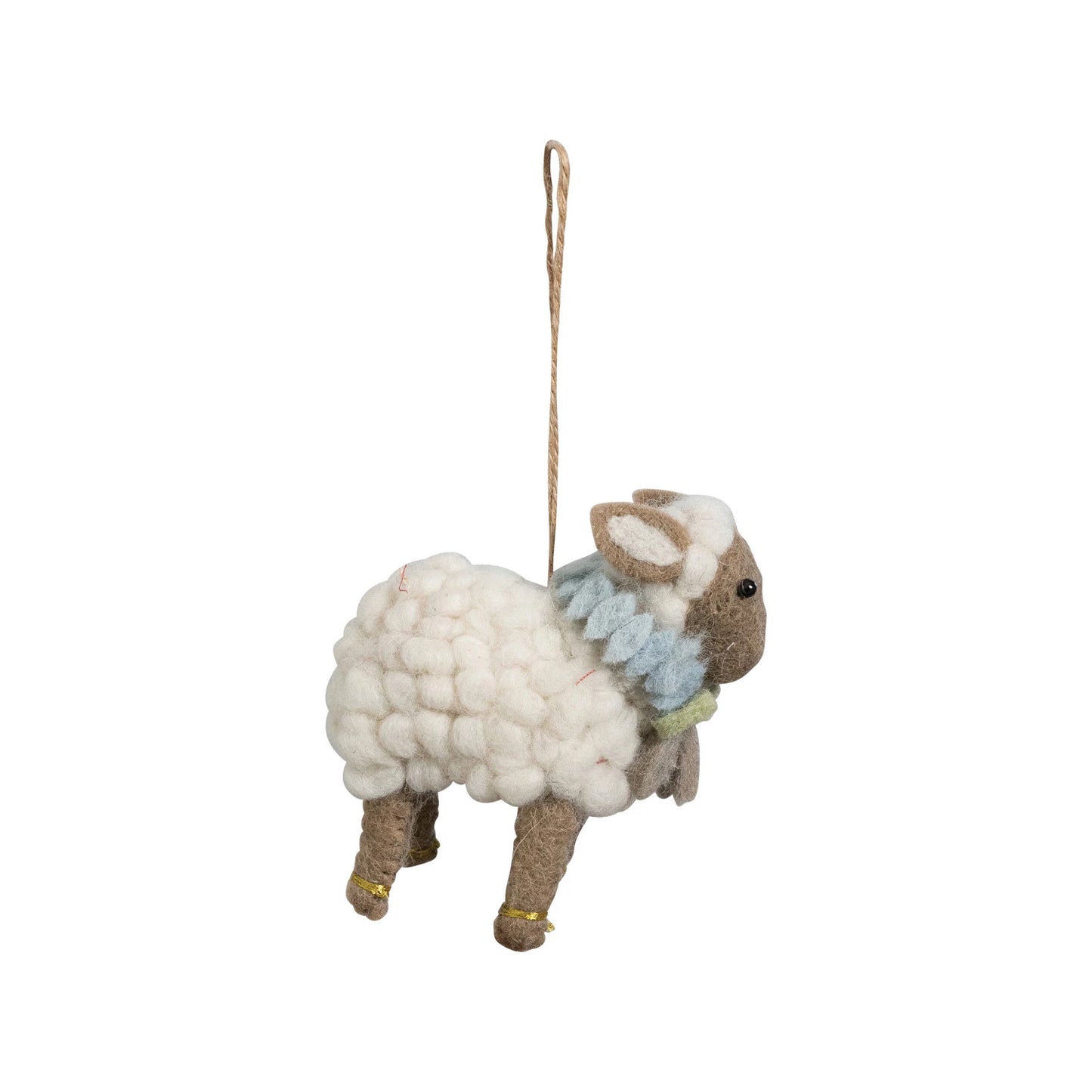 Handmade Wool Felt Sheep Ornament with Scarf