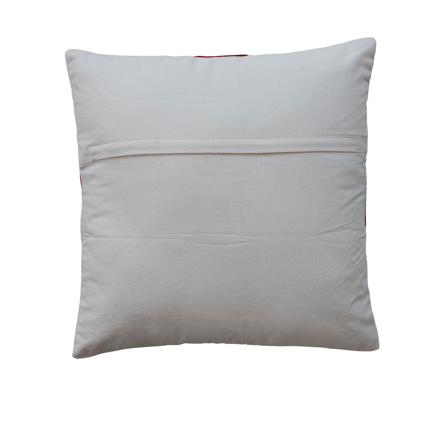 Square Cotton Velvet Pillow with Bow, White & Red