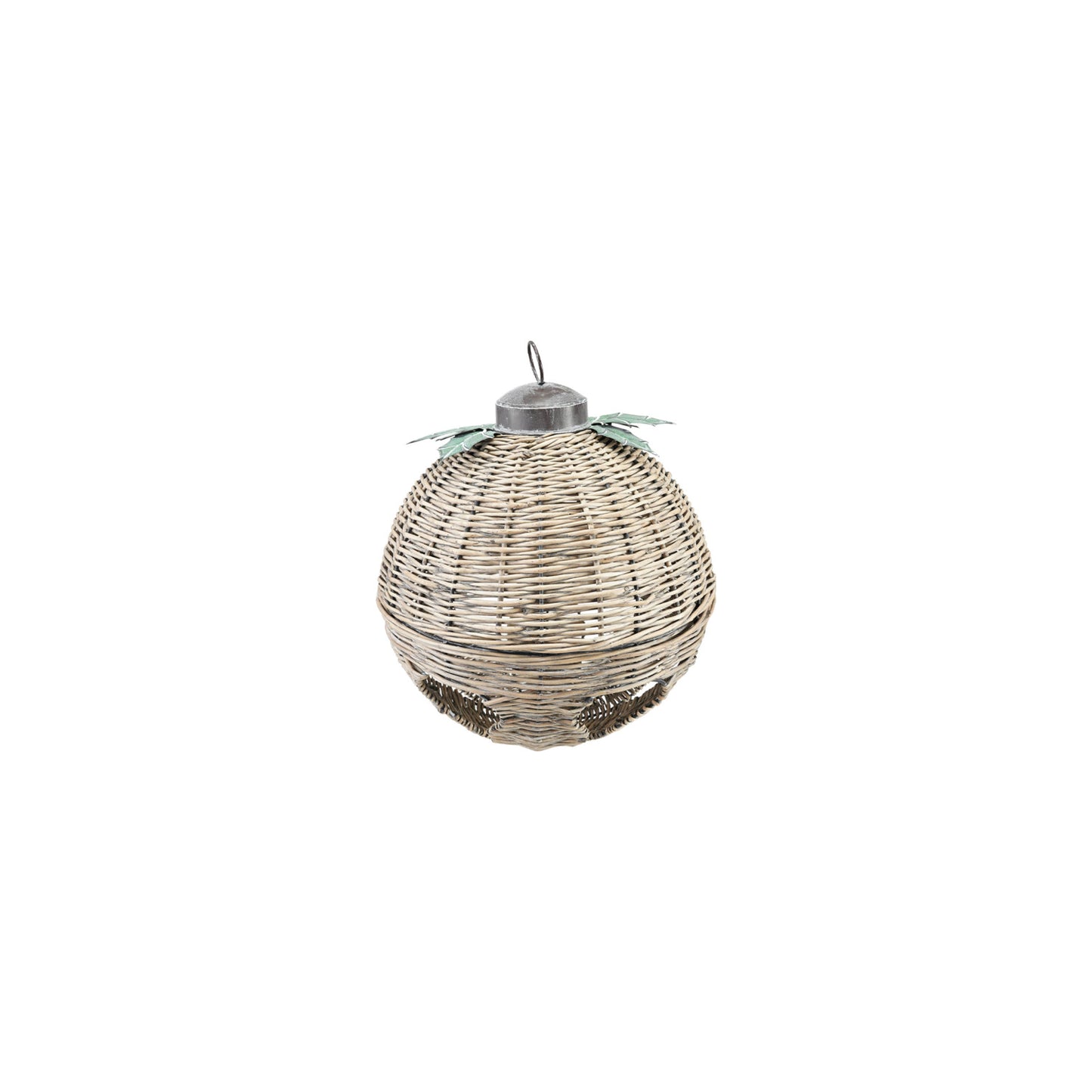 Oversized Hand-Woven Rattan Bell with Metal Leaves