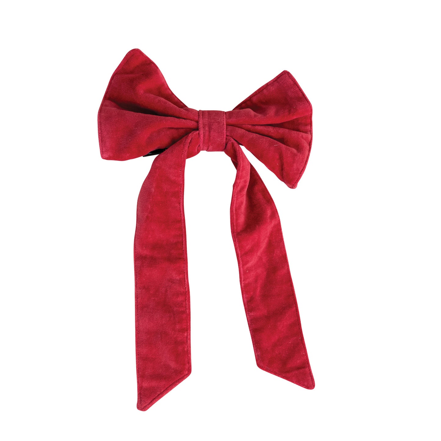 Red Cotton Velvet Clip-on Bow