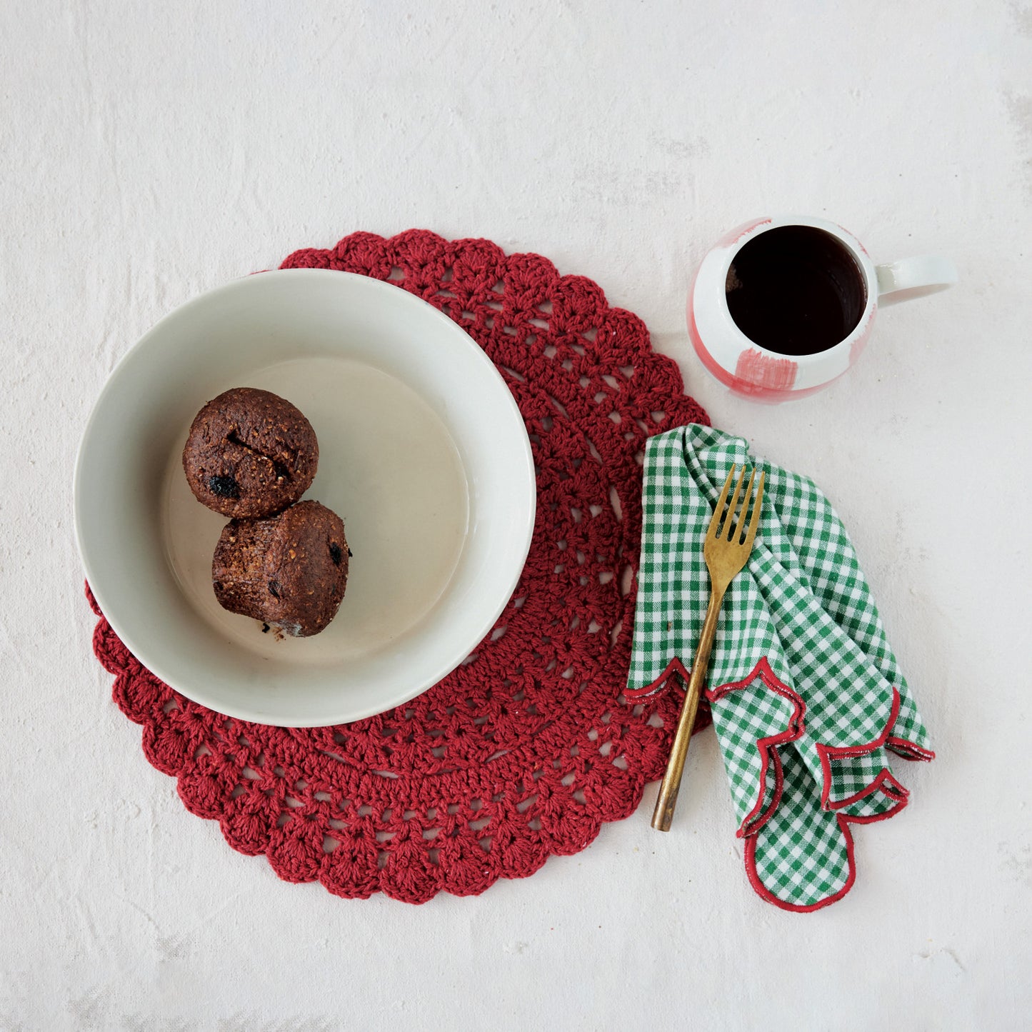 Red Crocheted Cotton Placemat