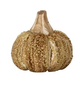 Handmade Cotton, Fabric Chenille & Mango Wood Pumpkin
