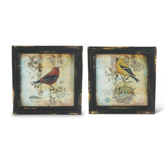 10 Inch Square Bird Print with Black Frame