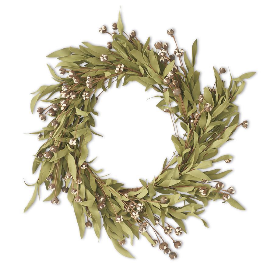 Cream Bud Wreath with Eva Foliage