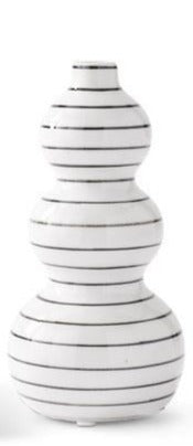 Striped White/Black Bud Vase