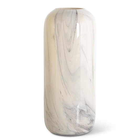 Tan and Black Marbled Glass Vase Lg