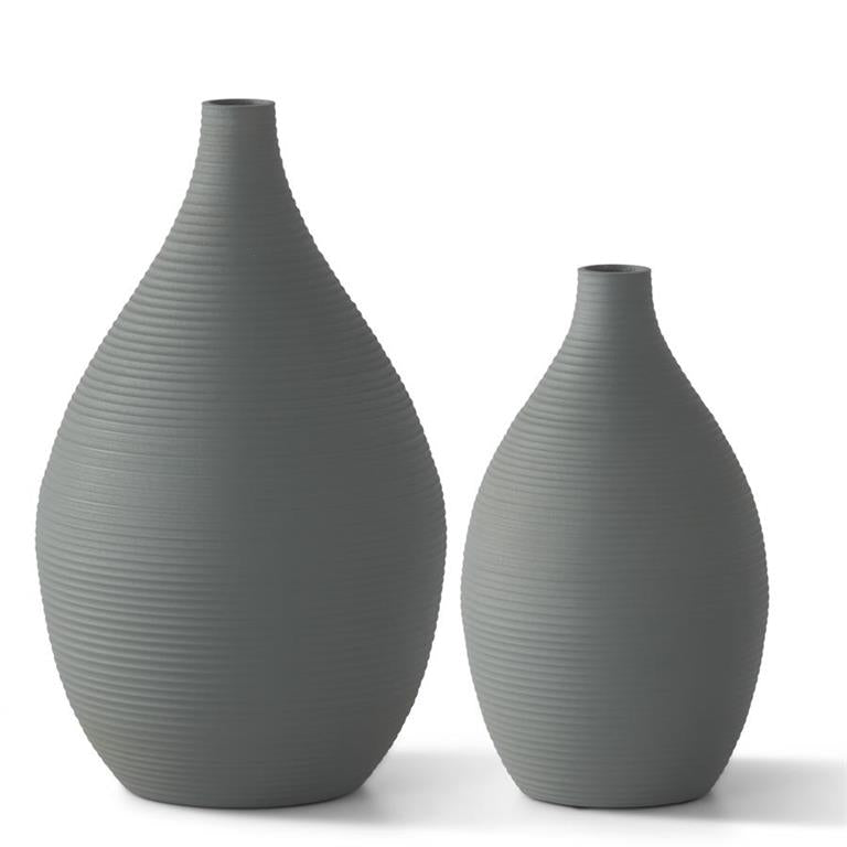 Matte Gray Metal Vase - Tall