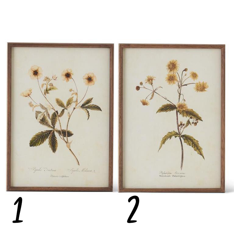 17.5 Inch Yellow Floral Print With Brown Wood Frame
