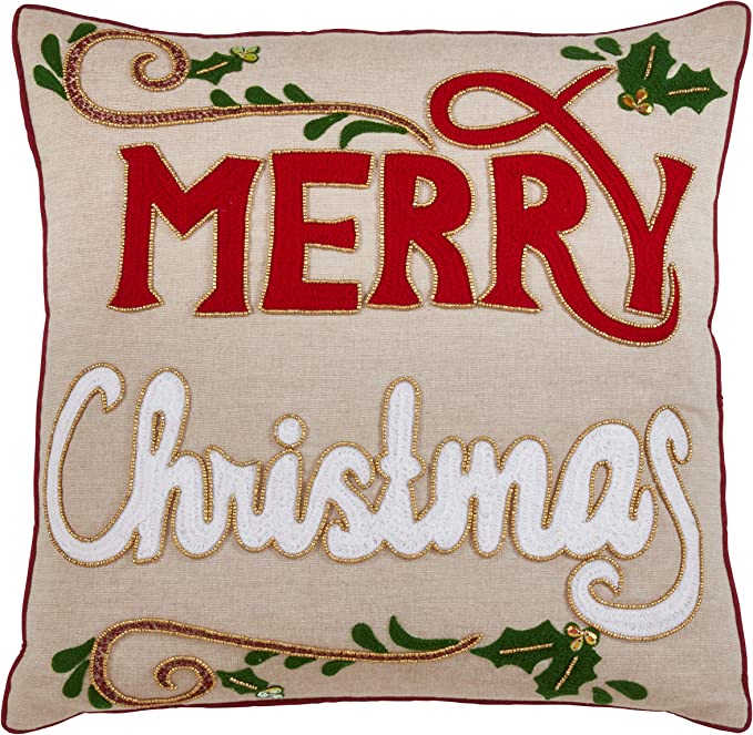 Merry Christmas Embroidery Pillow