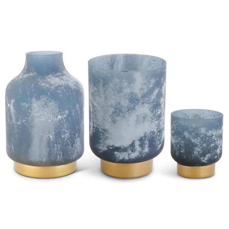 Frosted Blue Glass Containers