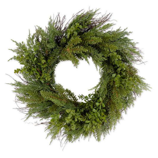 Real Touch Boxwood and Mixed Pine Wreath
