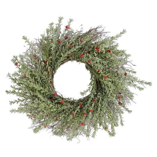 Real Touch Myrtle Wreath with Red Berries