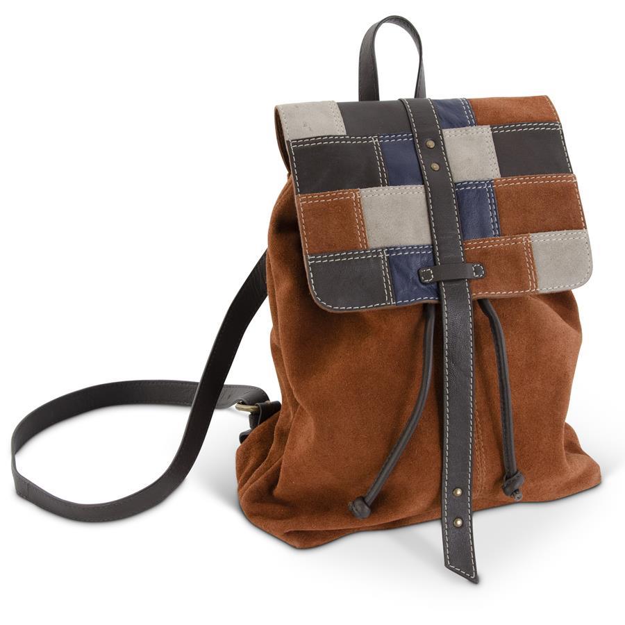 Rust Suede Patchwork Backpack