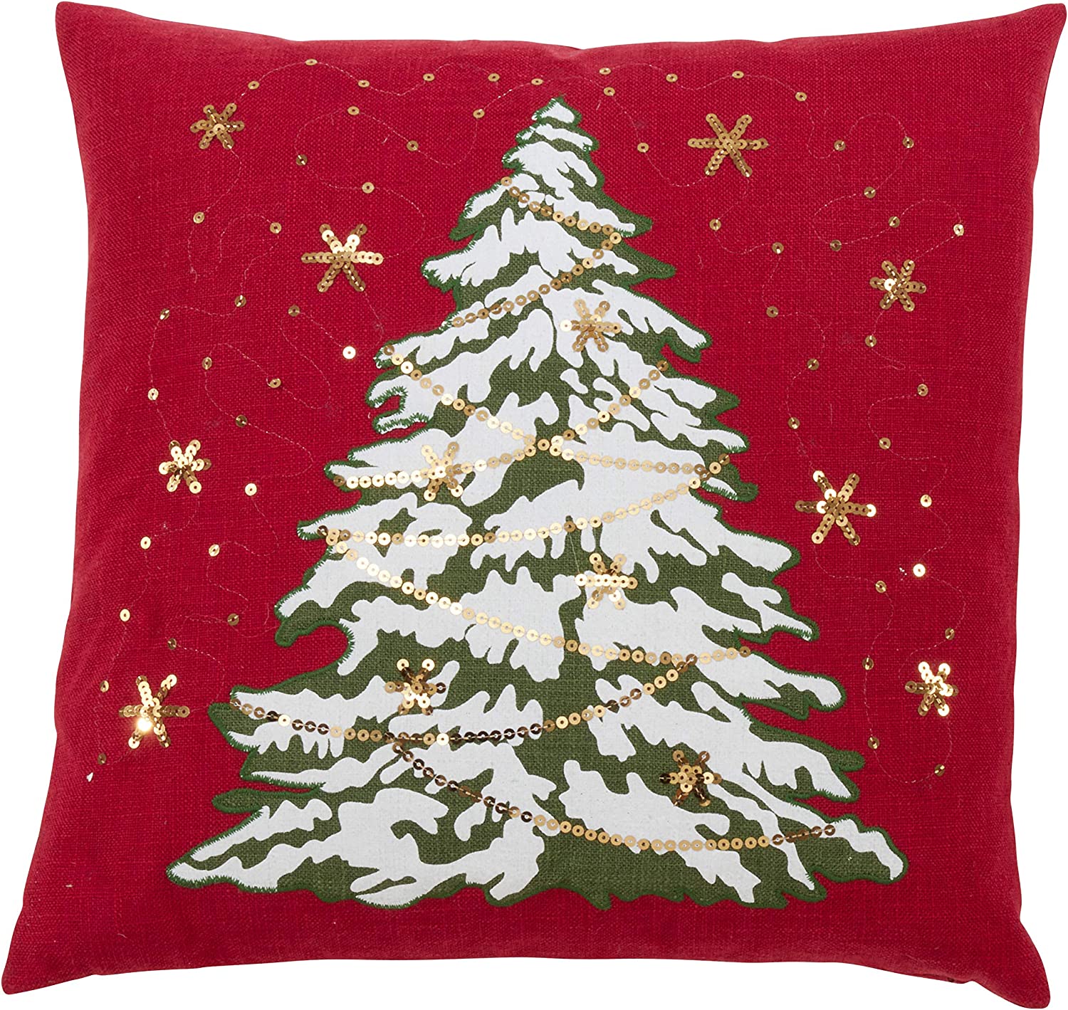 Red Christmas Tree Pillow with LED Lights