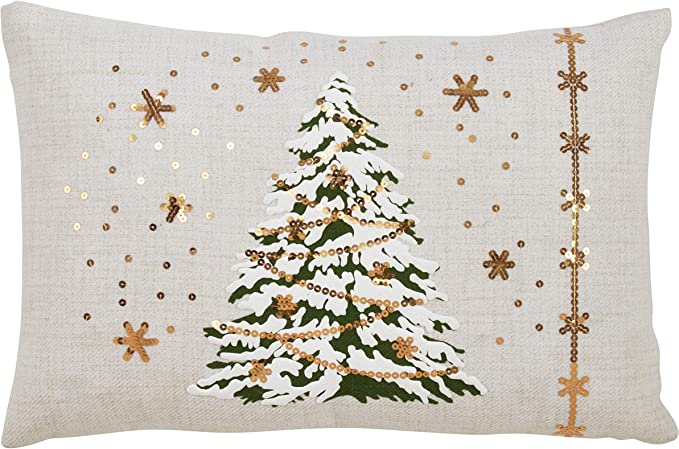 White Christmas Tree Pillow with LED Lights