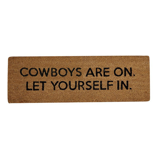 "Cowboys Are On" Door Mat